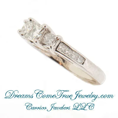 0.73 CTW 3 Princess Diamond Past Present Future 14K Gold Ring