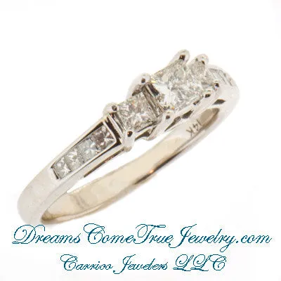 0.73 CTW 3 Princess Diamond Past Present Future 14K Gold Ring