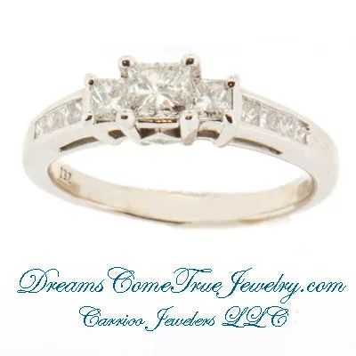 0.73 CTW 3 Princess Diamond Past Present Future 14K Gold Ring