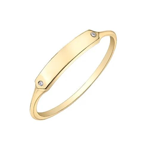 10K Yellow Gold (0.01ct) Diamond Brushed Signet Ring
