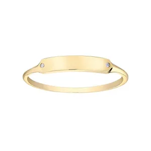 10K Yellow Gold (0.01ct) Diamond Brushed Signet Ring