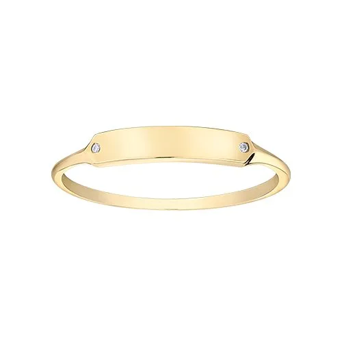 10K Yellow Gold (0.01ct) Diamond Brushed Signet Ring