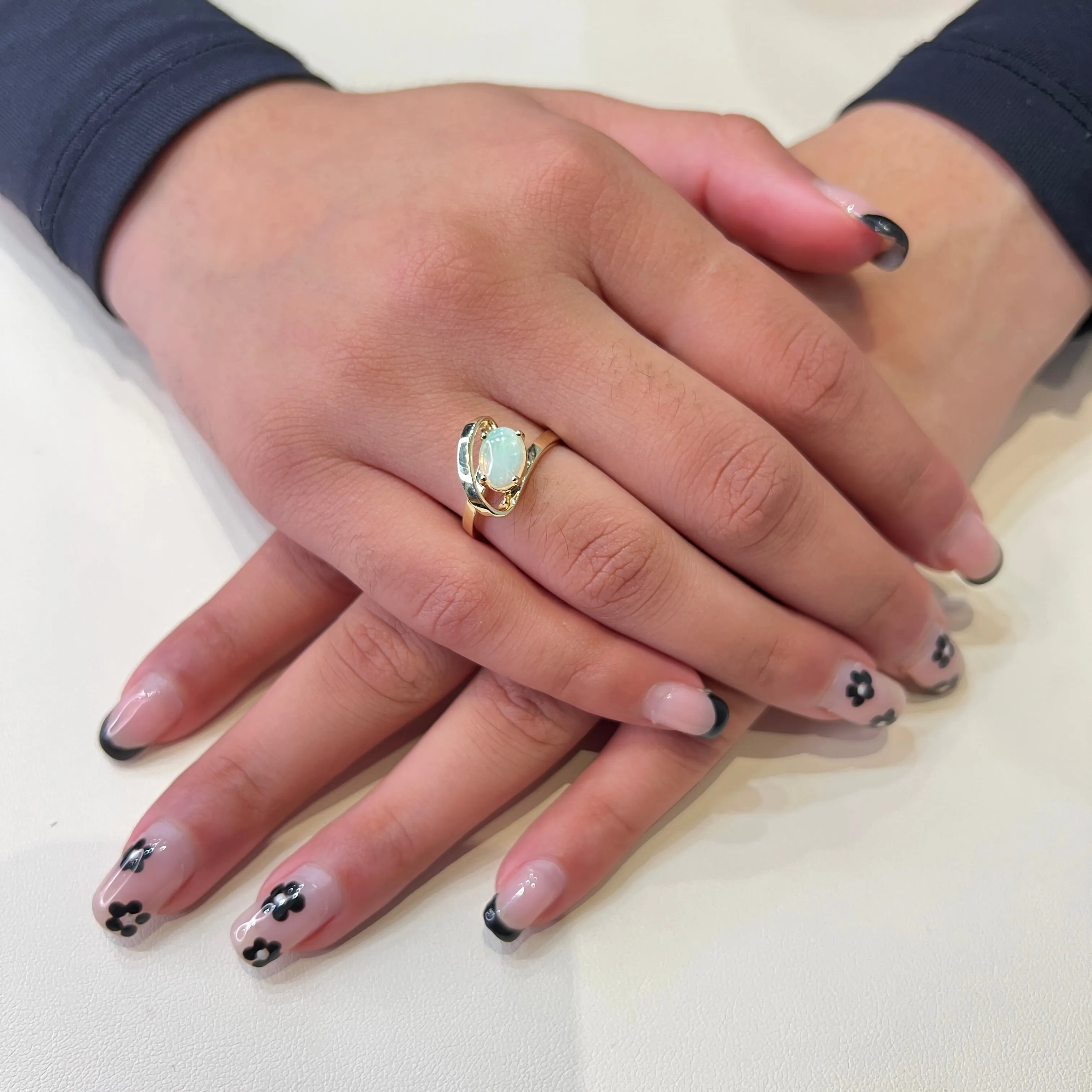 10K Yellow Gold Opal Contemporary Ring