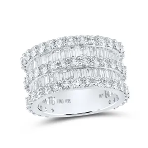 10kt White Gold Mens Baguette Diamond Eternity Ring 6-7/8 Cttw