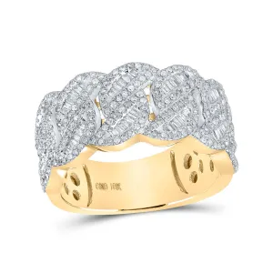 10kt Yellow Gold Mens Baguette Diamond Cuban-link Band Ring 1 Cttw