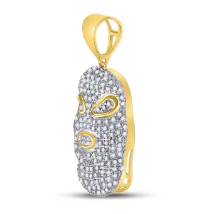 10kt Yellow Gold Mens Round Diamond Hood Mask Charm Pendant 5/8 Cttw