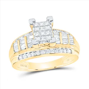 10kt Yellow Gold Womens Princess Diamond Cindy's Dream Cluster Bridal Wedding Engagement Ring 7/8 Cttw - Size 6