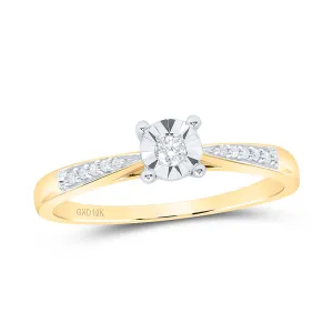 10kt Yellow Gold Womens Round Diamond Solitaire Bridal Wedding Engagement Ring 1/10 Cttw