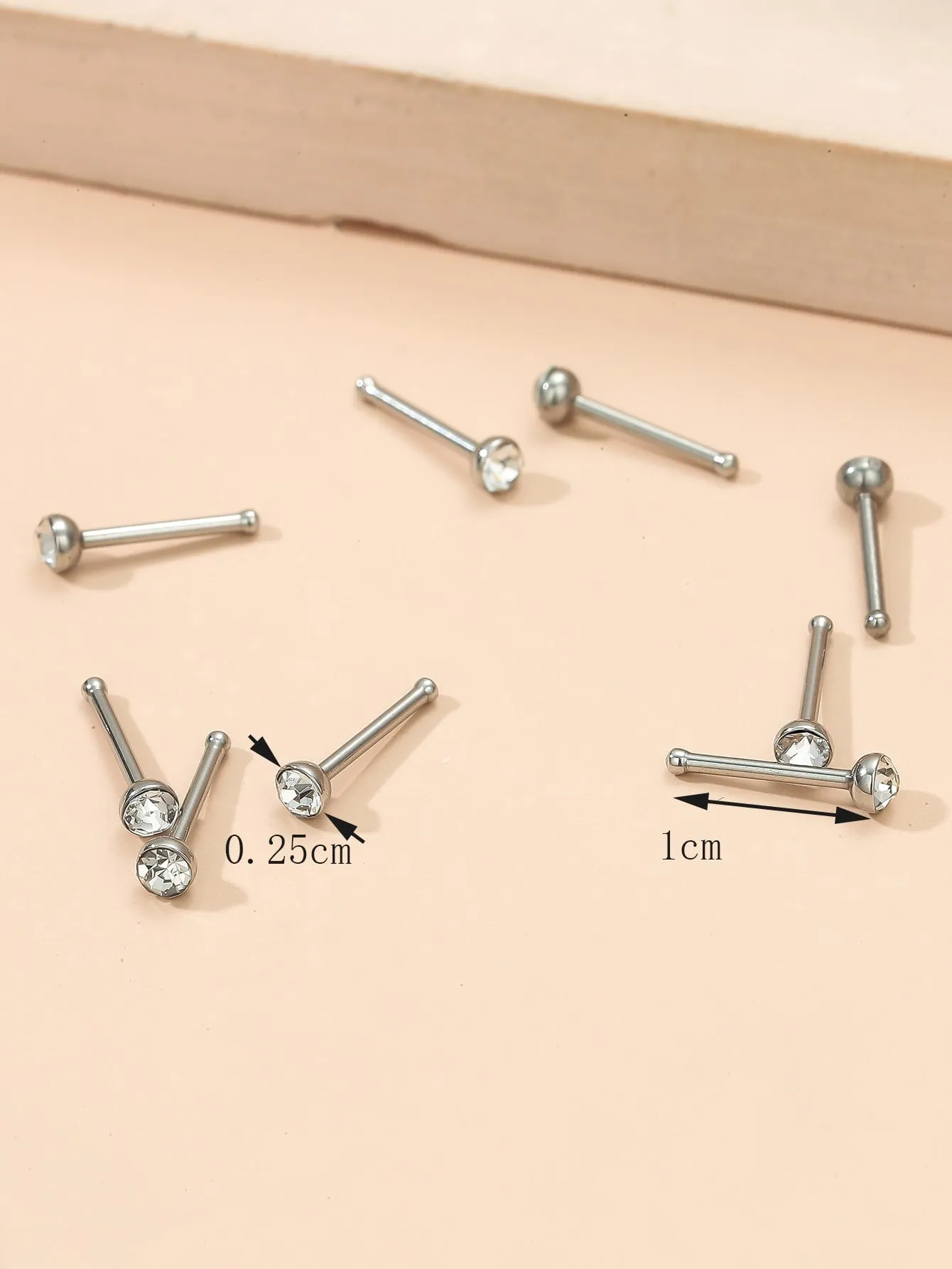 10pcs Rhinestone Decor Nose Stud - White