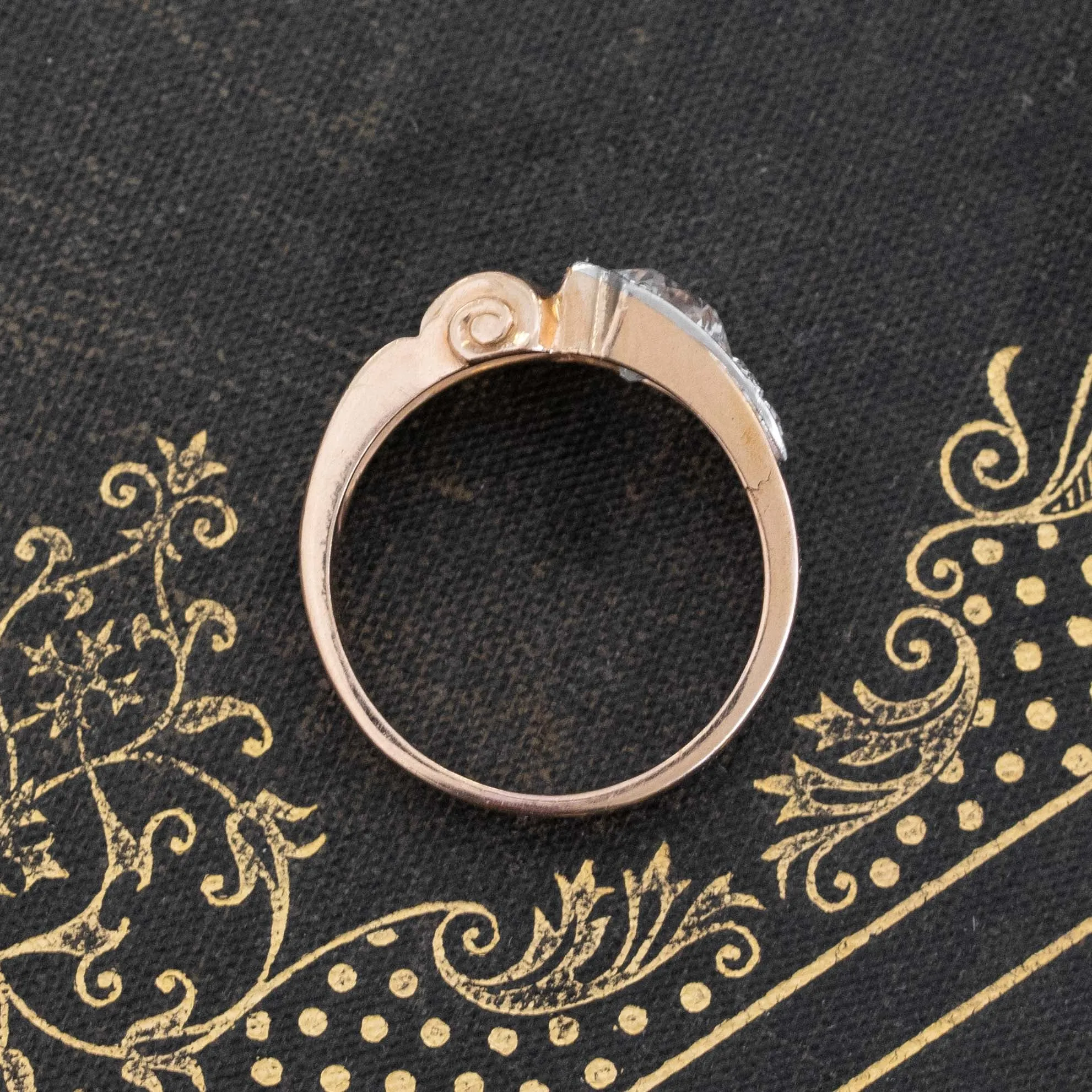 1.31ctw Retro Art Old European Cut Diamond & Sapphire Ring