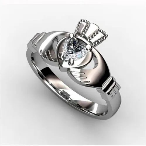 1/4 Carat Diamond Claddagh Engagement Ring WHITE-ASU2-25