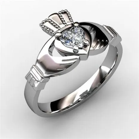 1/4 Carat Diamond Claddagh Engagement Ring WHITE-ASU2-25