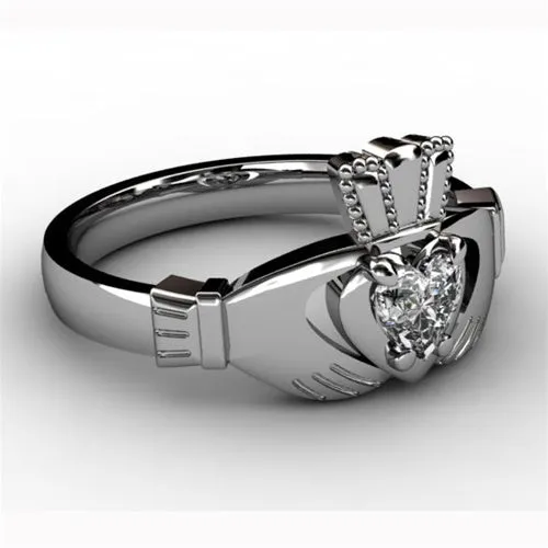 1/4 Carat Diamond Claddagh Engagement Ring WHITE-ASU2-25