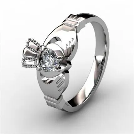 1/4 Carat Diamond Claddagh Engagement Ring WHITE-ASU2-25
