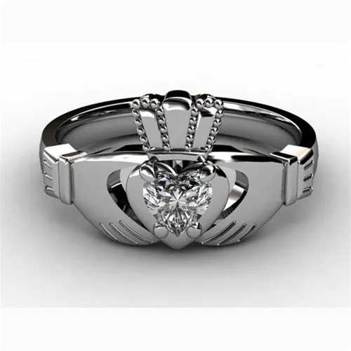 1/4 Carat Diamond Claddagh Engagement Ring WHITE-ASU2-25