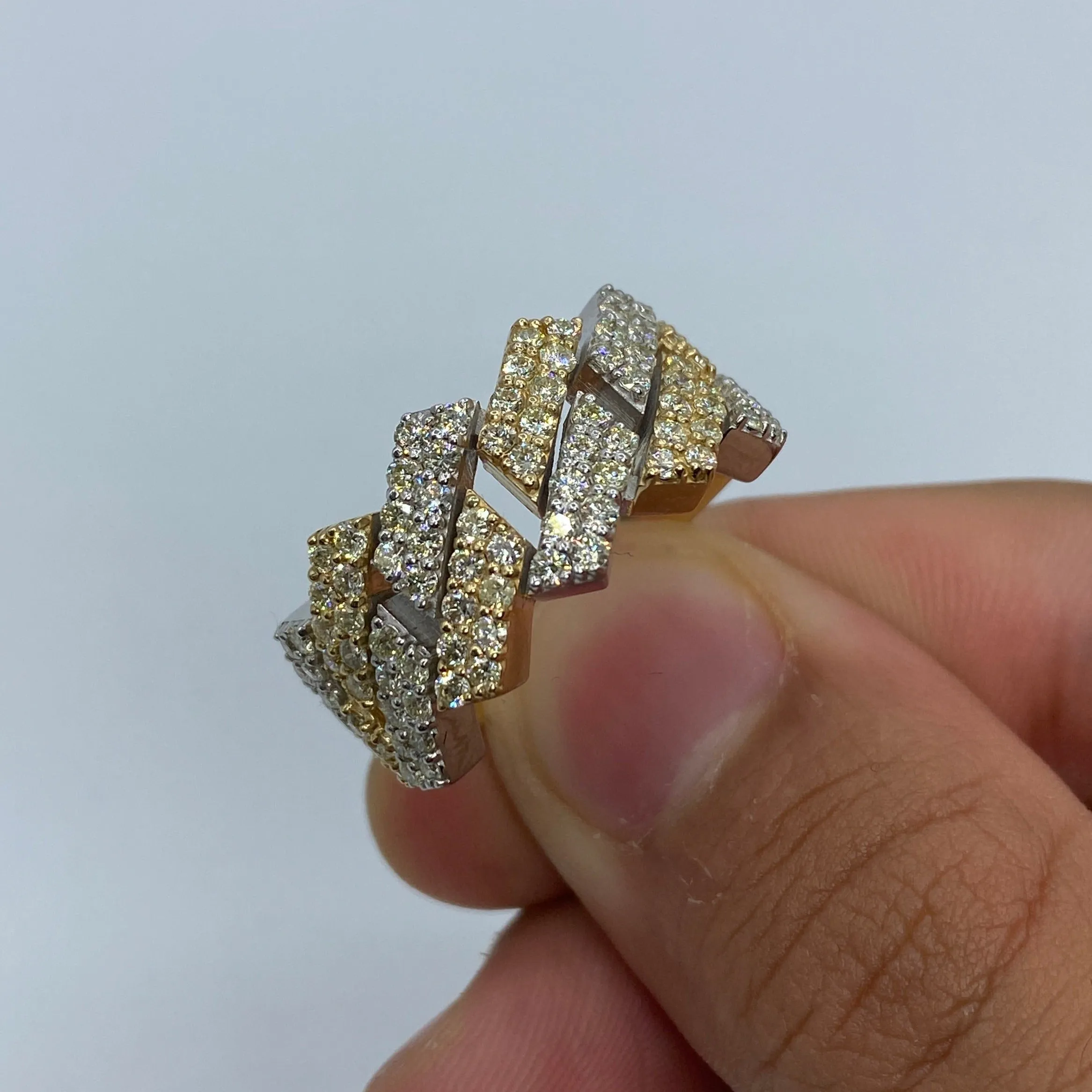 14K Bold Cuban Link Diamond Ring