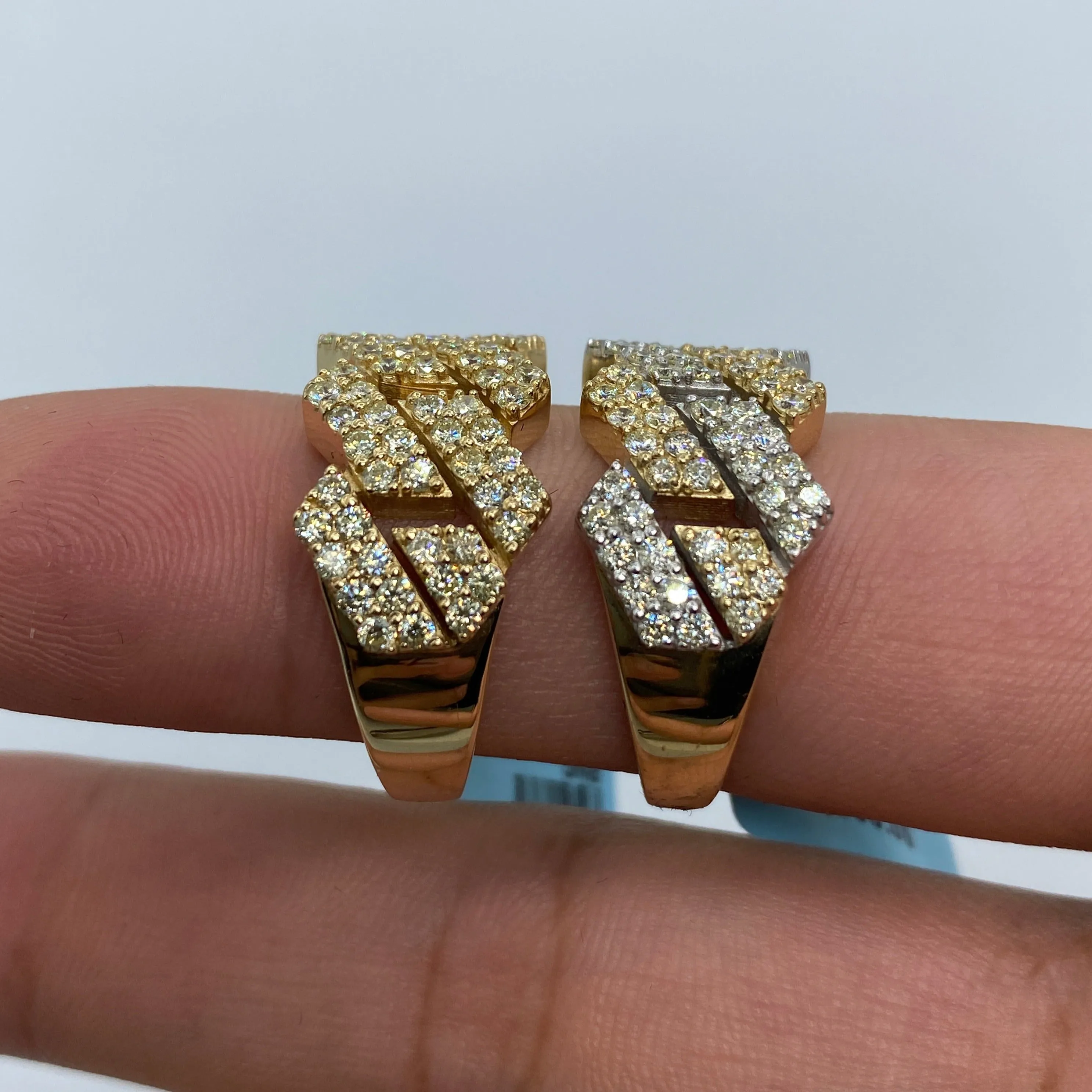 14K Bold Cuban Link Diamond Ring