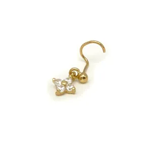 14k CZ Hanging Flower Nose Screw Stud