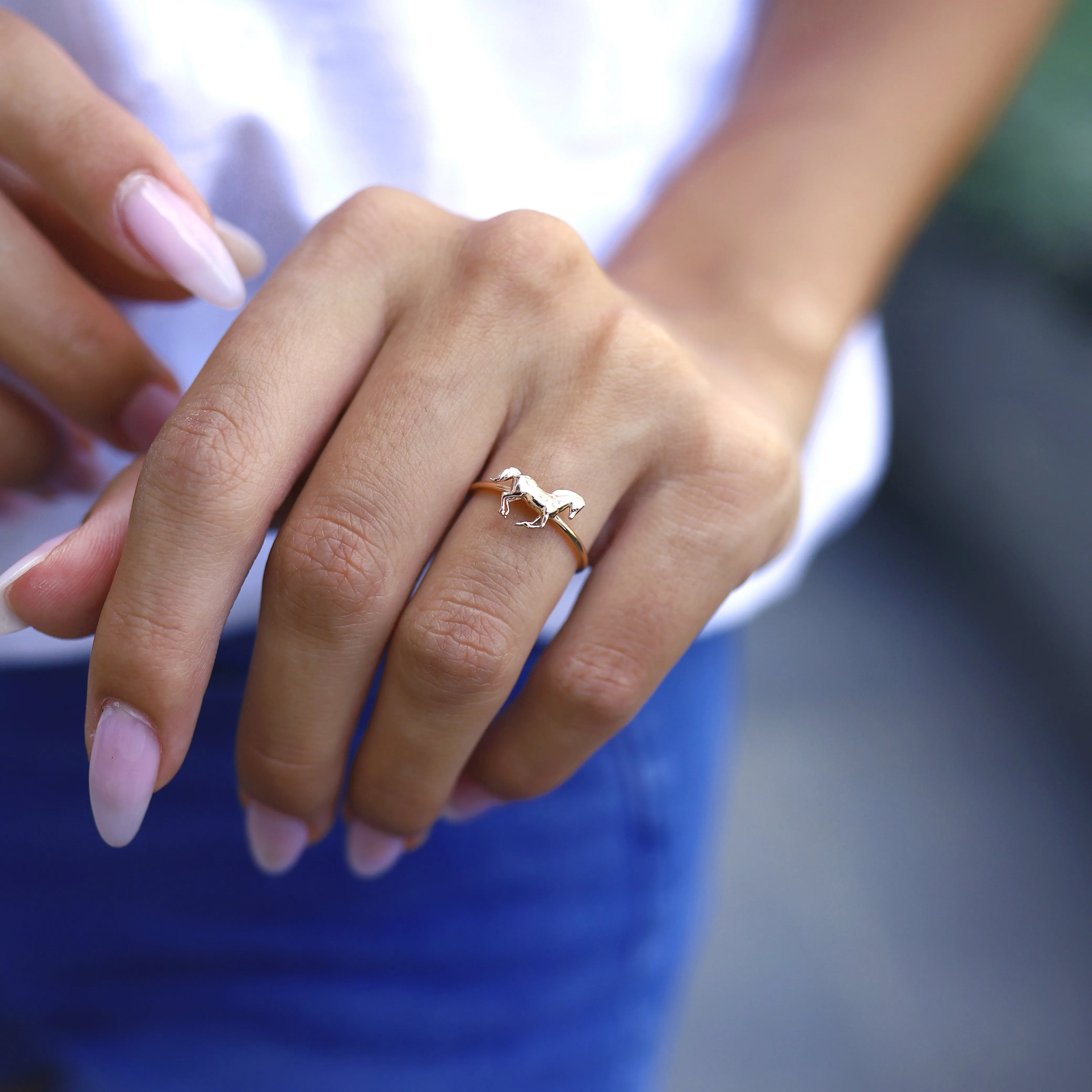 14k Gold Bold Horse Ring