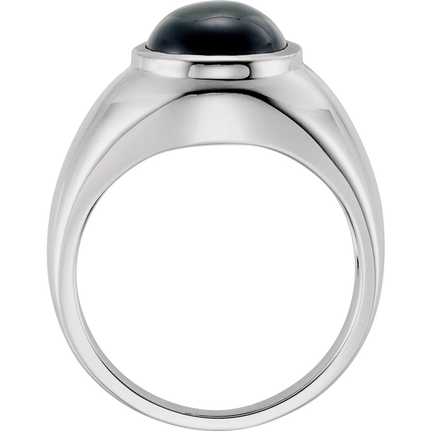 14K Gold Natural Black Onyx Bezel-Set Ring