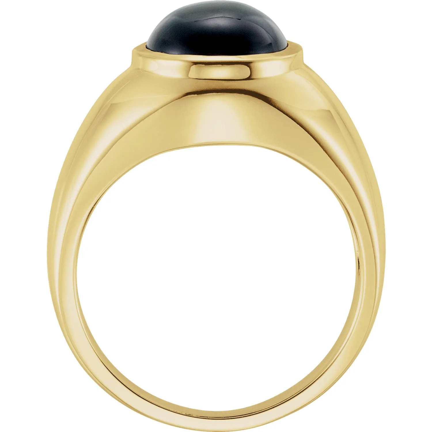 14K Gold Natural Black Onyx Bezel-Set Ring