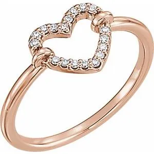 14K Rose .07 CTW Diamond Heart Ring