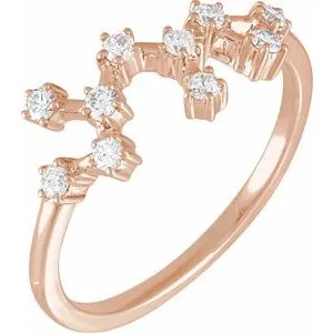 14K Rose 1/4 CTW Natural Diamond Sagittarius Constellation Ring