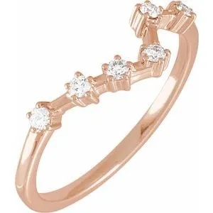 14K Rose 1/6 CTW Natural Diamond Pisces Constellation Ring