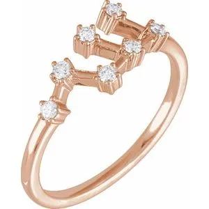 14K Rose 1/6 CTW Natural Diamond Virgo Constellation Ring