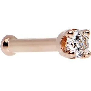 14k Rose Gold 2mm Moissanite Nose Ring