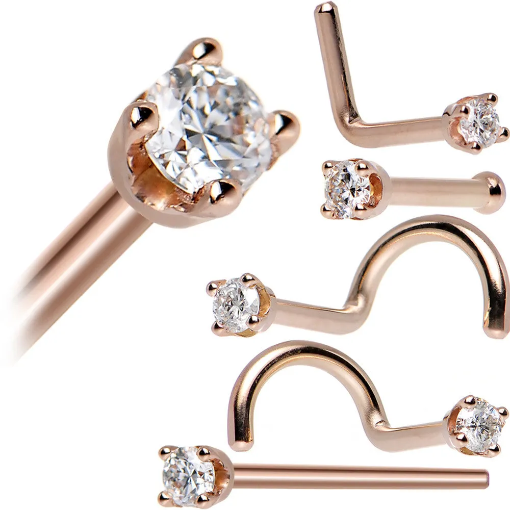 14k Rose Gold 2mm Moissanite Nose Ring