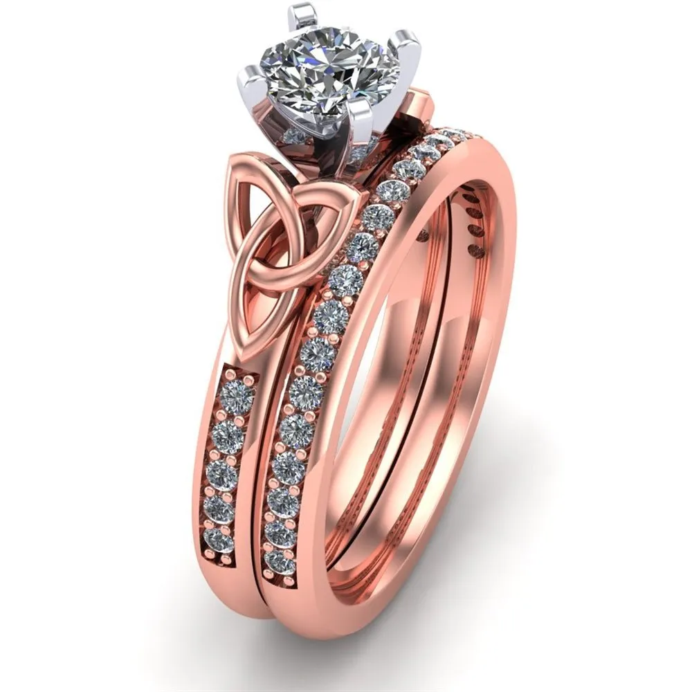 14K Rose Gold Celtic Bridal Set AYLIN-1S-SET-ROSE