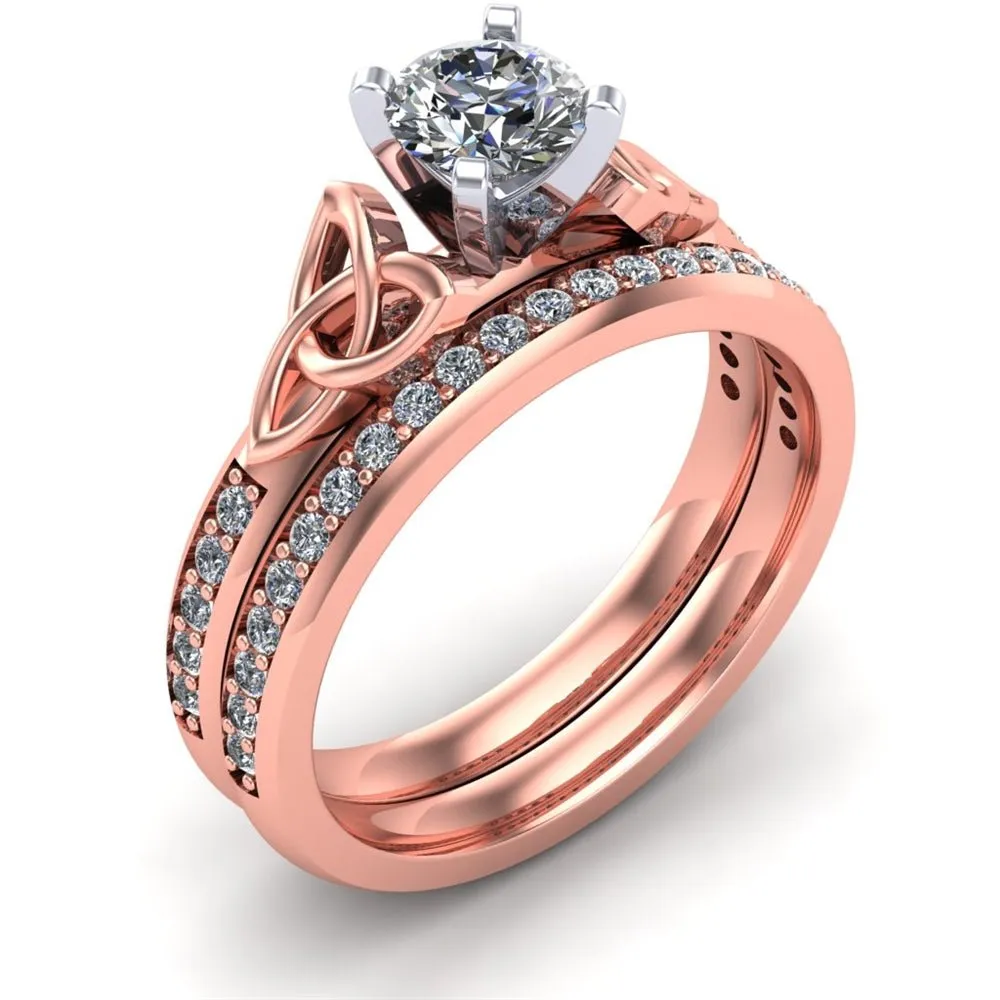 14K Rose Gold Celtic Bridal Set AYLIN-1S-SET-ROSE