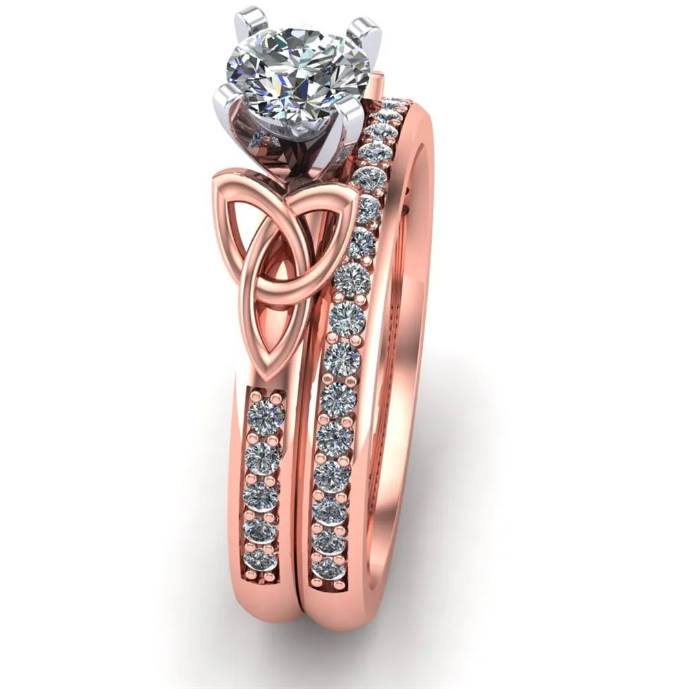14K Rose Gold Celtic Bridal Set AYLIN-1S-SET-ROSE
