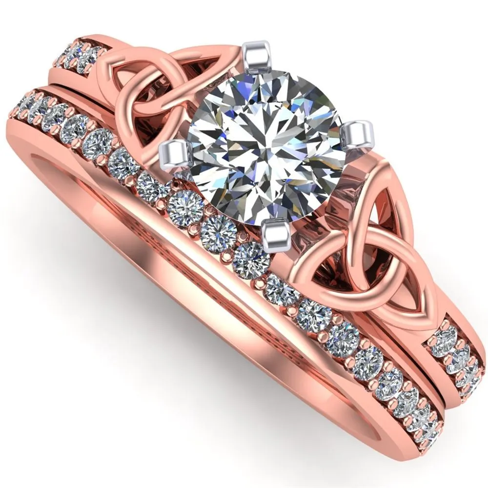 14K Rose Gold Celtic Bridal Set AYLIN-1S-SET-ROSE