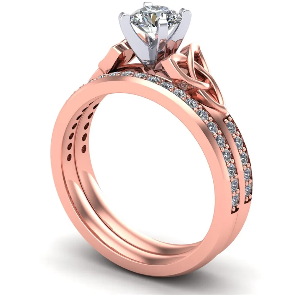 14K Rose Gold Celtic Bridal Set AYLIN-1S-SET-ROSE