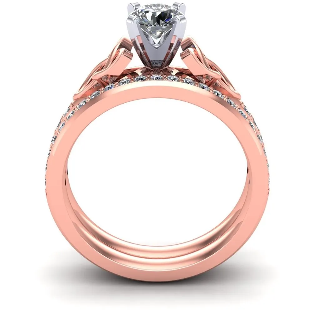 14K Rose Gold Celtic Bridal Set AYLIN-1S-SET-ROSE