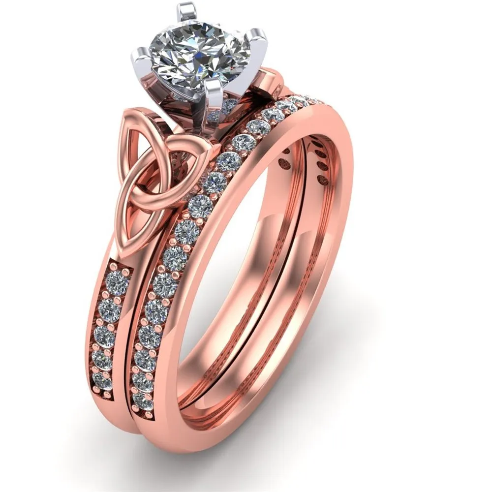 14K Rose Gold Celtic Bridal Set AYLIN-1S-SET-ROSE