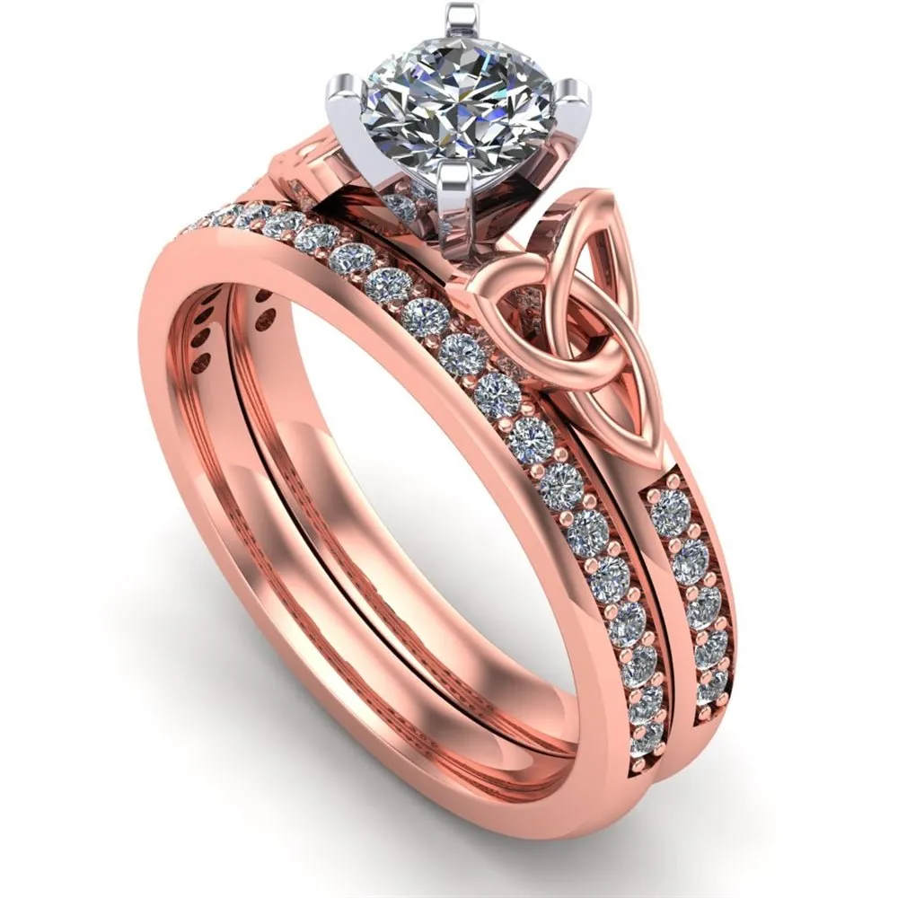 14K Rose Gold Celtic Bridal Set AYLIN-1S-SET-ROSE