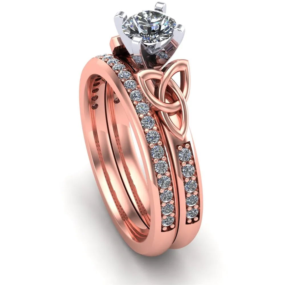 14K Rose Gold Celtic Bridal Set AYLIN-1S-SET-ROSE