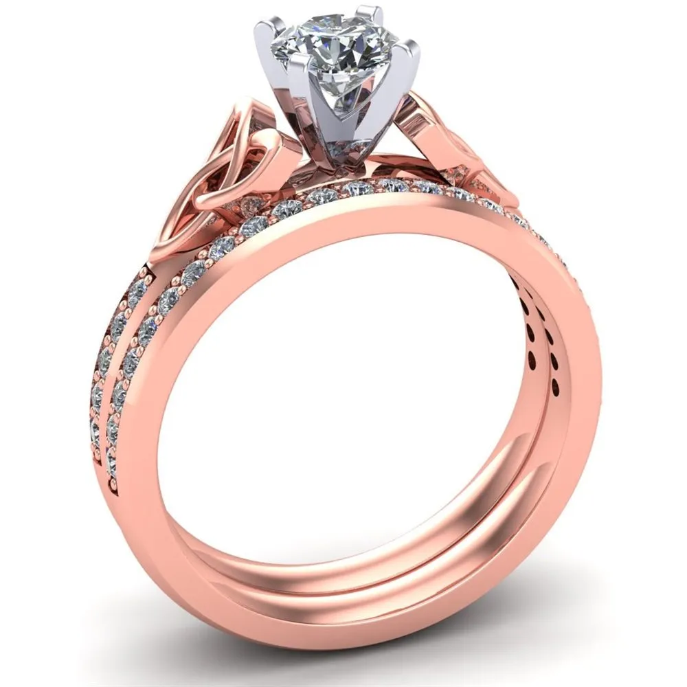 14K Rose Gold Celtic Bridal Set AYLIN-1S-SET-ROSE