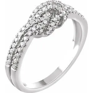 14K White 1/3 CTW Diamond Knot Ring