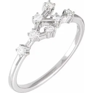 14K White 1/5 CTW Natural Diamond Cancer Constellation Ring