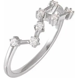 14K White 1/5 CTW Natural Diamond Leo Constellation Ring