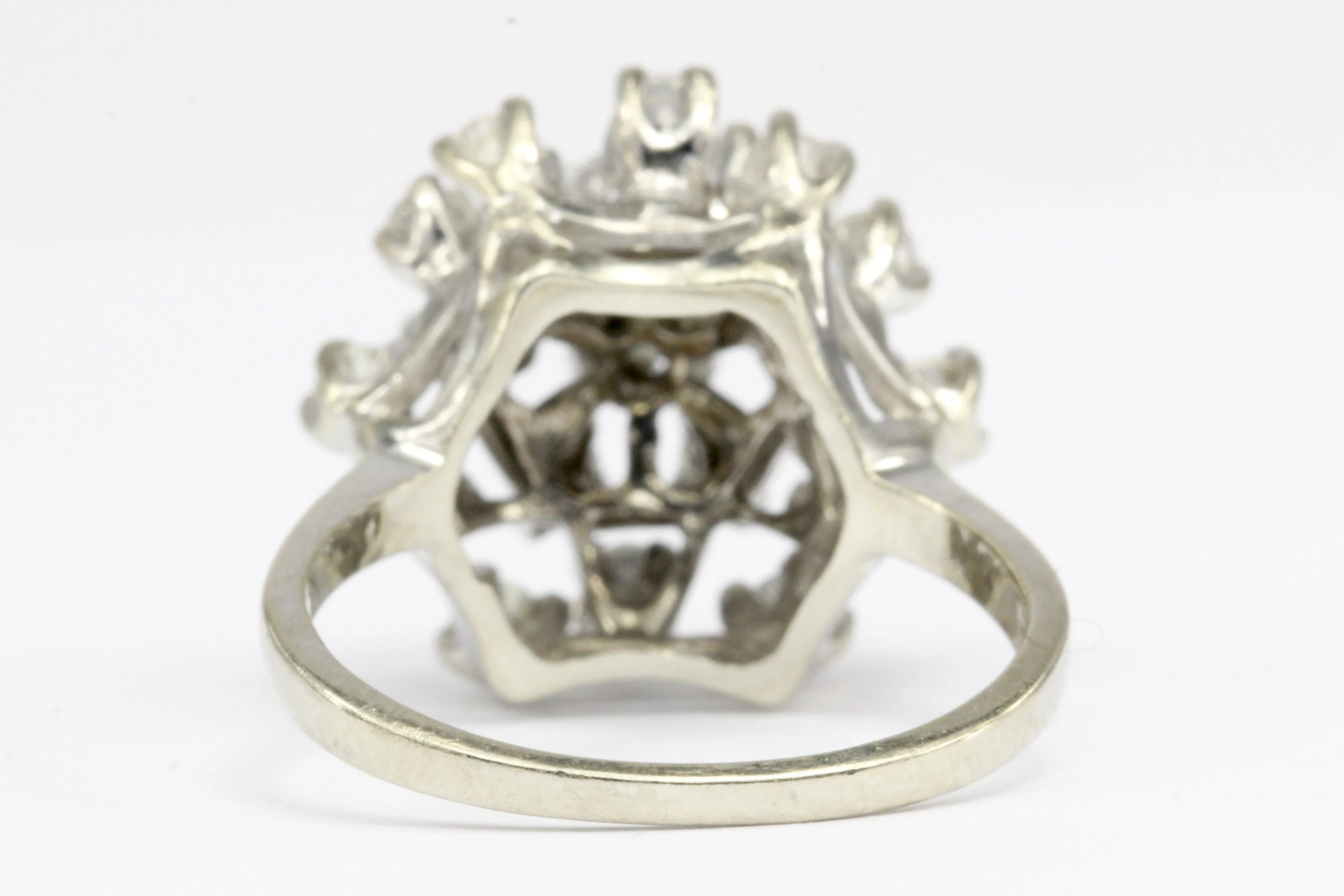 14K White Gold 1 CTW Diamond Cluster Ring Size 5.5
