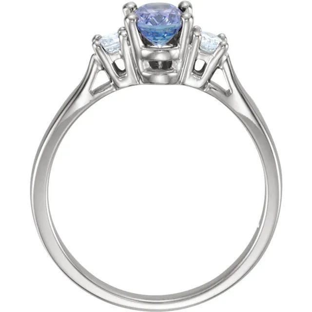 14K White Gold Tanzanite & 1/6 CTW Diamond Ring