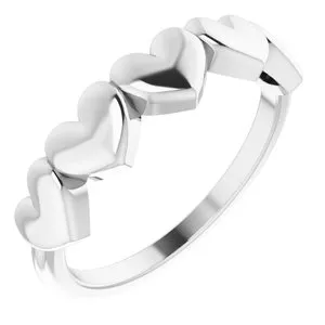 14K White Heart Ring