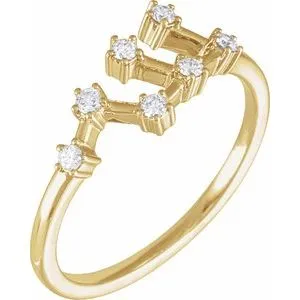 14K Yellow 1/6 CTW Natural Diamond Virgo Constellation Ring