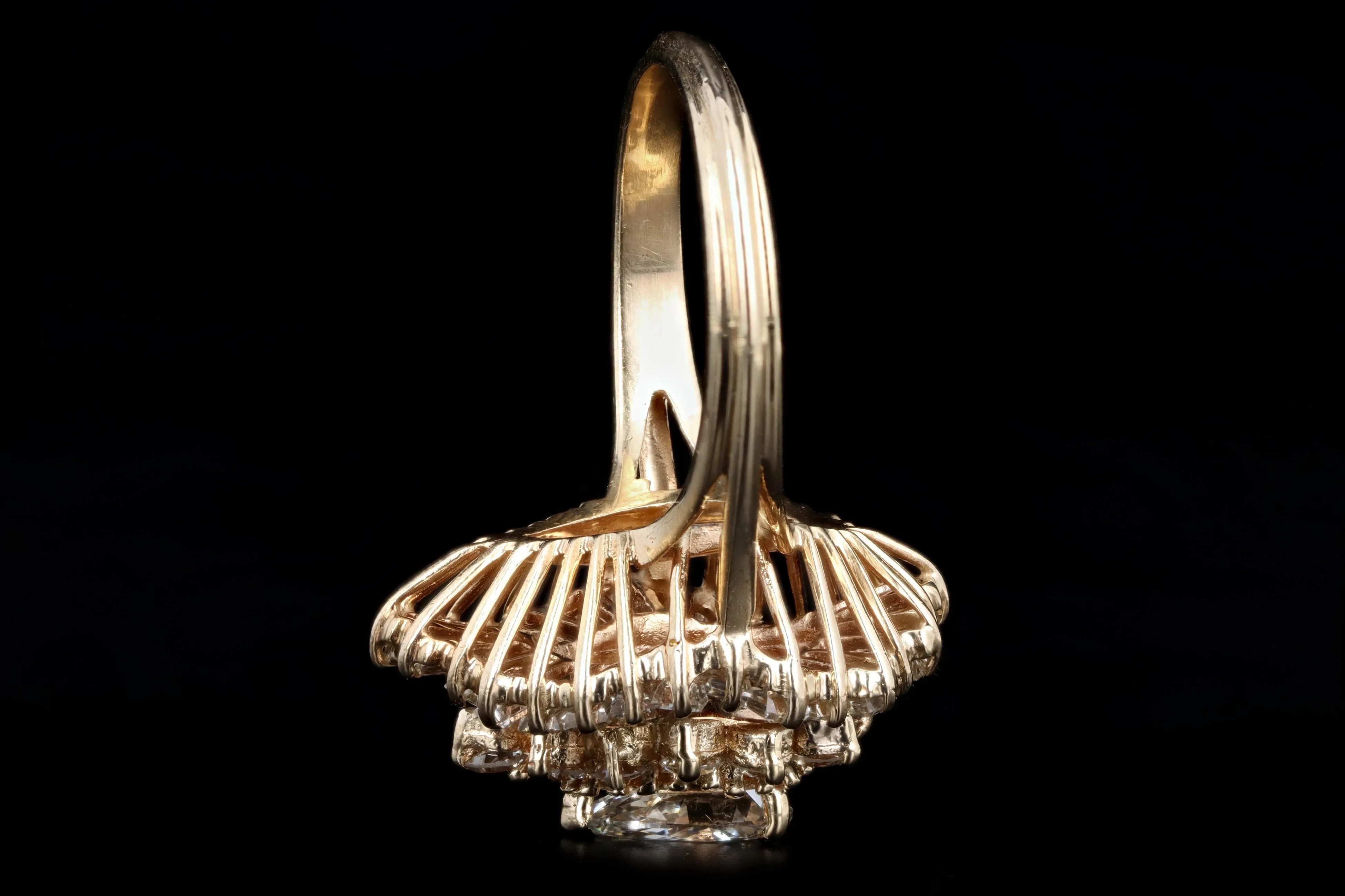 14K Yellow Gold 0.75 Carat Pear Cut Diamond Ballerina Halo Ring