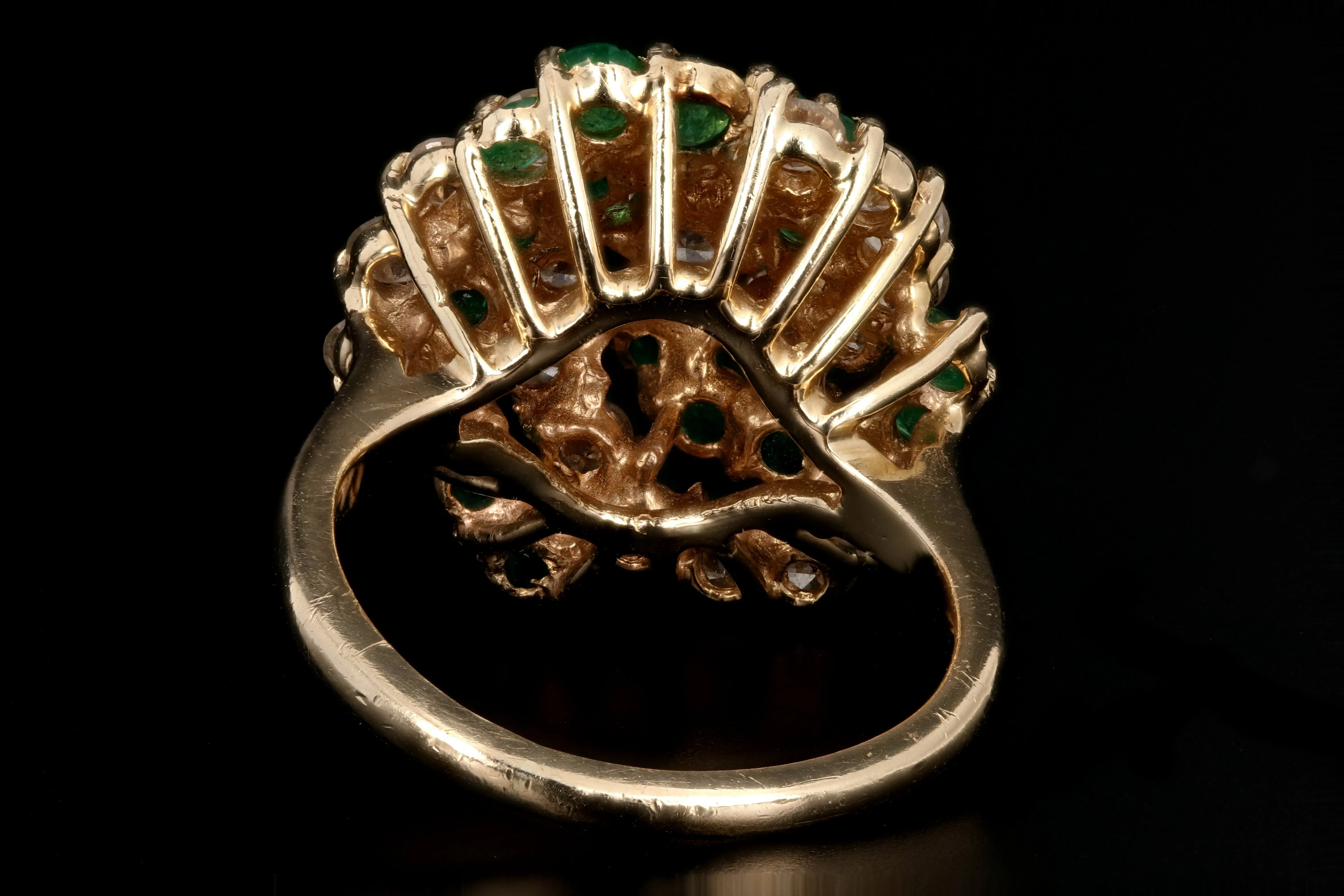 14K Yellow Gold 1.5 Carat Emerald and Diamond Ring